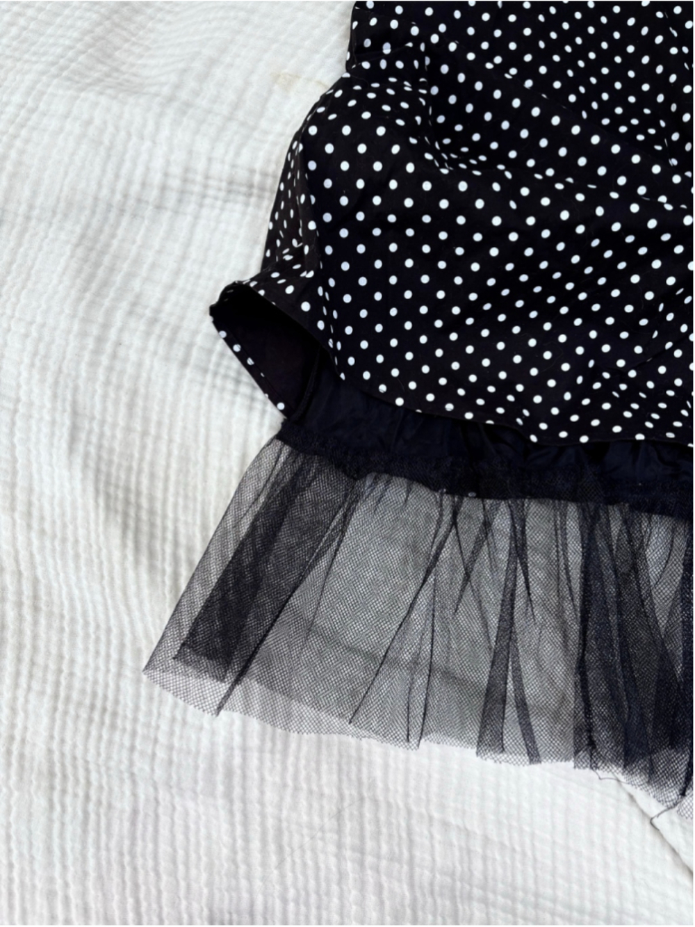 Women's Janette Polka Dot Skater Skirt Size M Black White Tulle A line - Picture 7 of 8